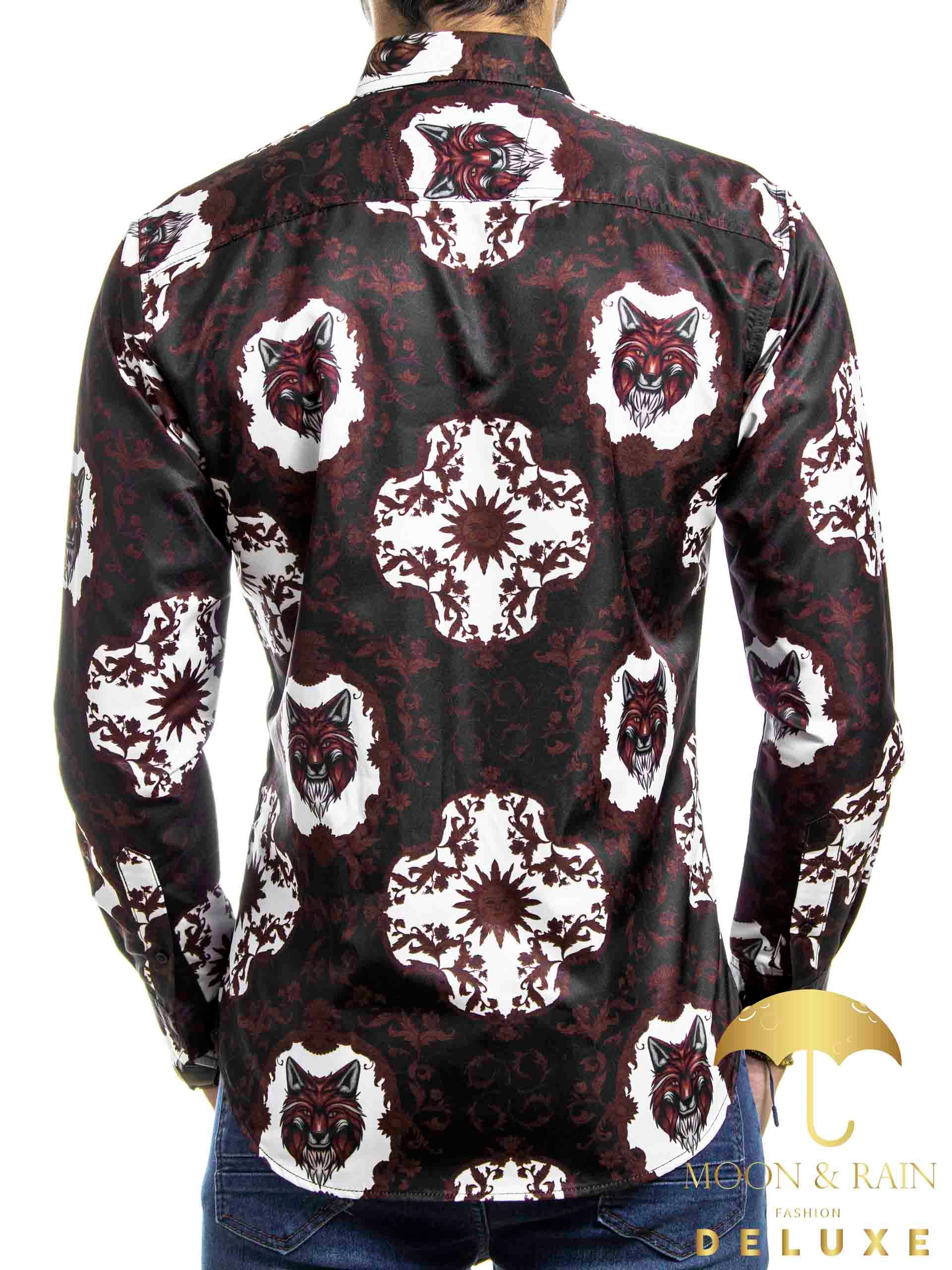 Camisa Hombre Casual Slim Fit Negra Zorro Y Sol Vino - 34 (S)-Tiendas Platino