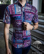 Camisa Hombre Casual Slim Fit Floreada Purpura - 34 (S)-Tiendas Platino