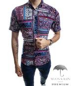 Camisa Hombre Casual Slim Fit Floreada Purpura - 34 (S)-Tiendas Platino