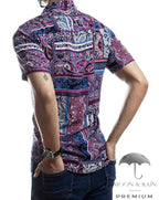 Camisa Hombre Casual Slim Fit Floreada Purpura - 34 (S)-Tiendas Platino