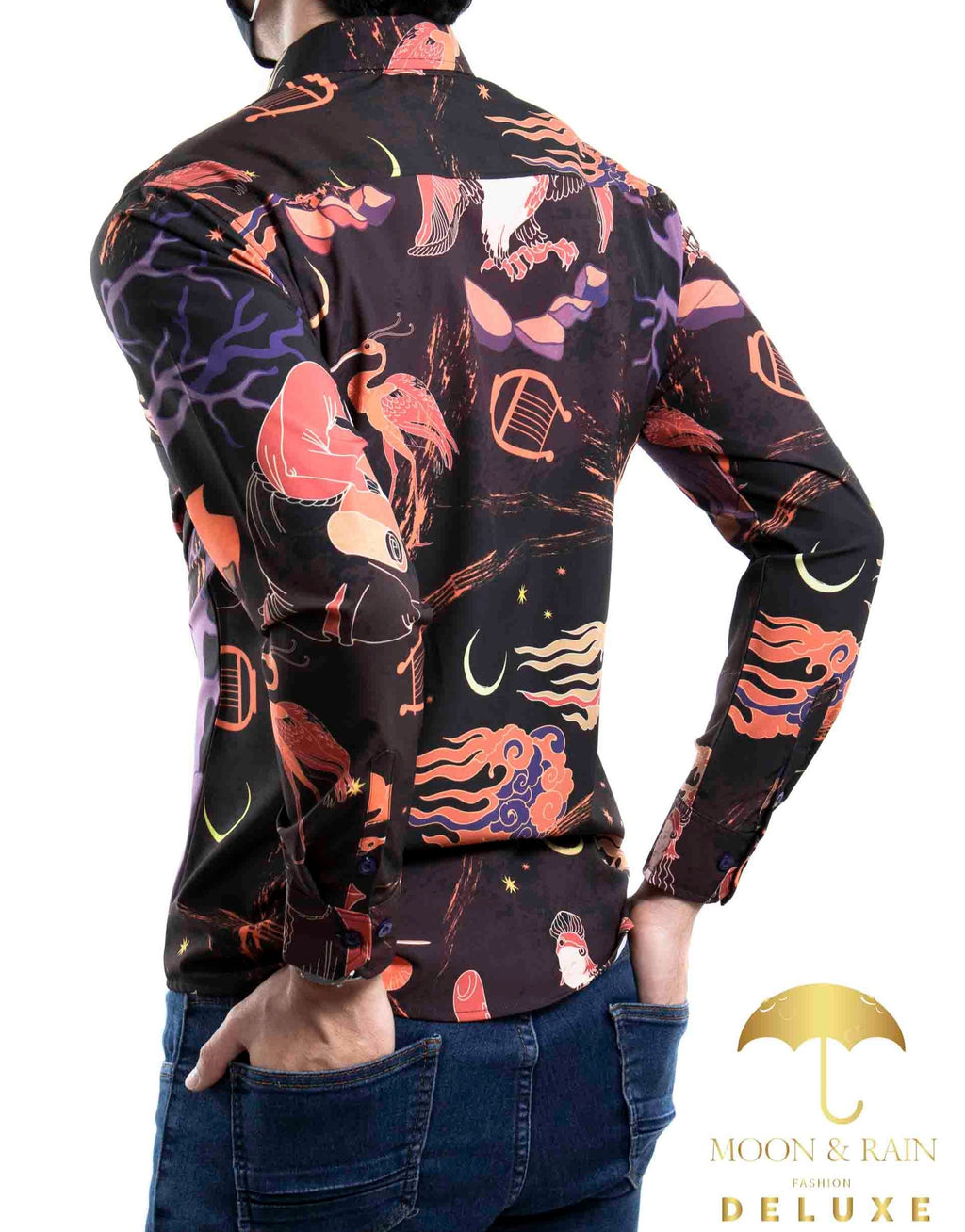 Camisa Hombre Casual Slim Fit Negra Style Renacentista - 34 (S)-Tiendas Platino