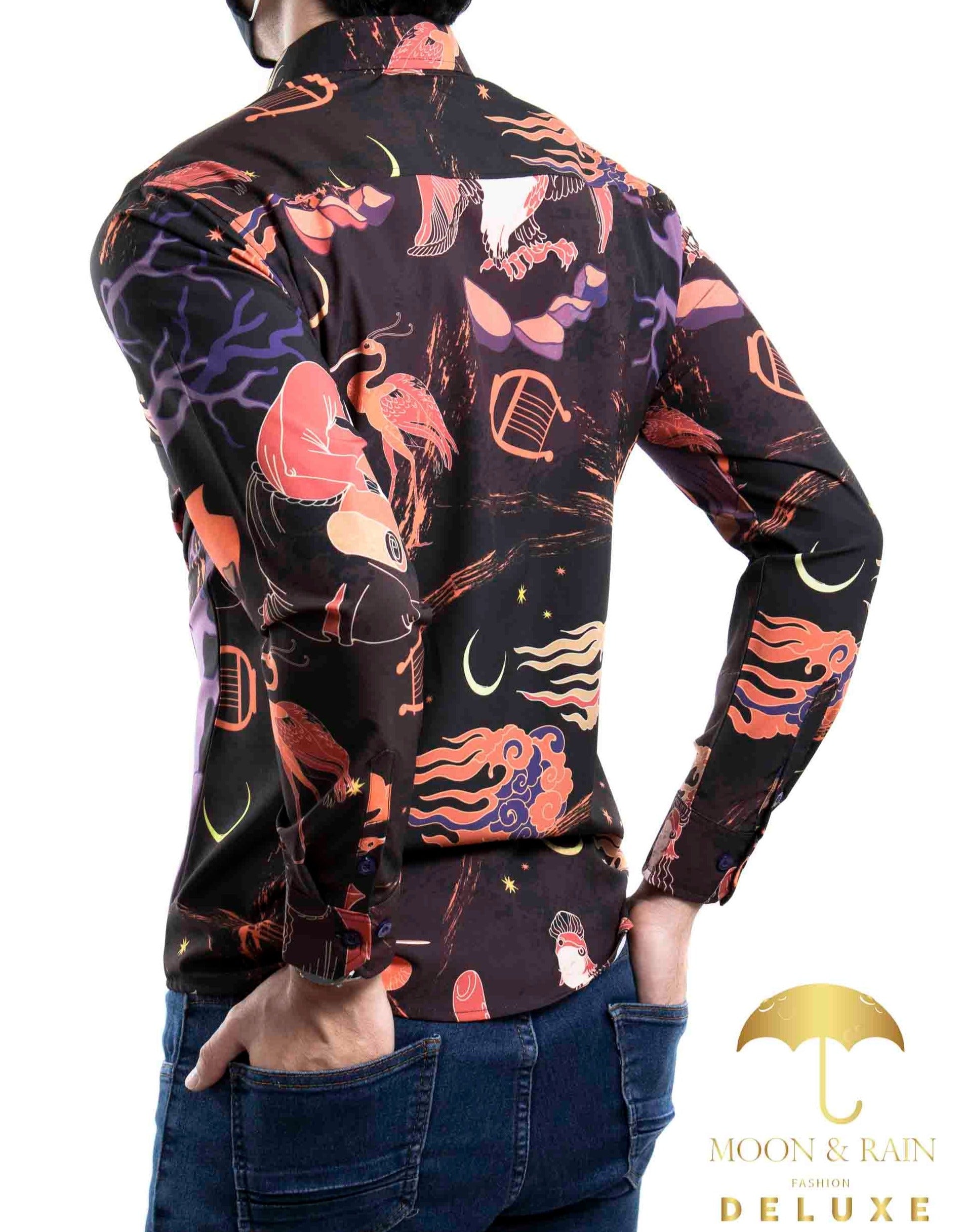 Camisa Hombre Casual Slim Fit Negra Style Renacentista - 34 (S)-Tiendas Platino