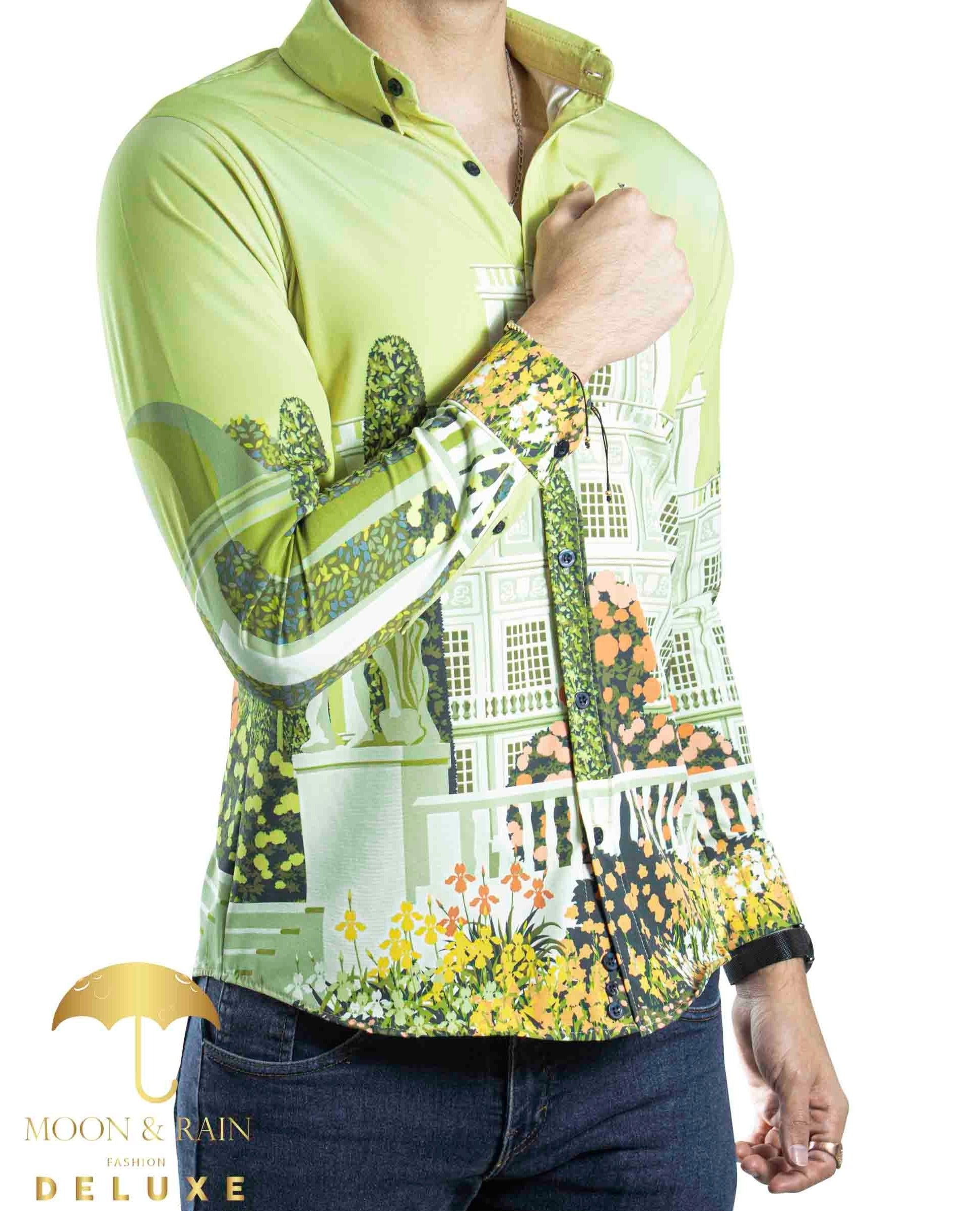 Camisa Hombre Casual Slim Fit Palacios Verde Lima - 34 (S)-Tiendas Platino