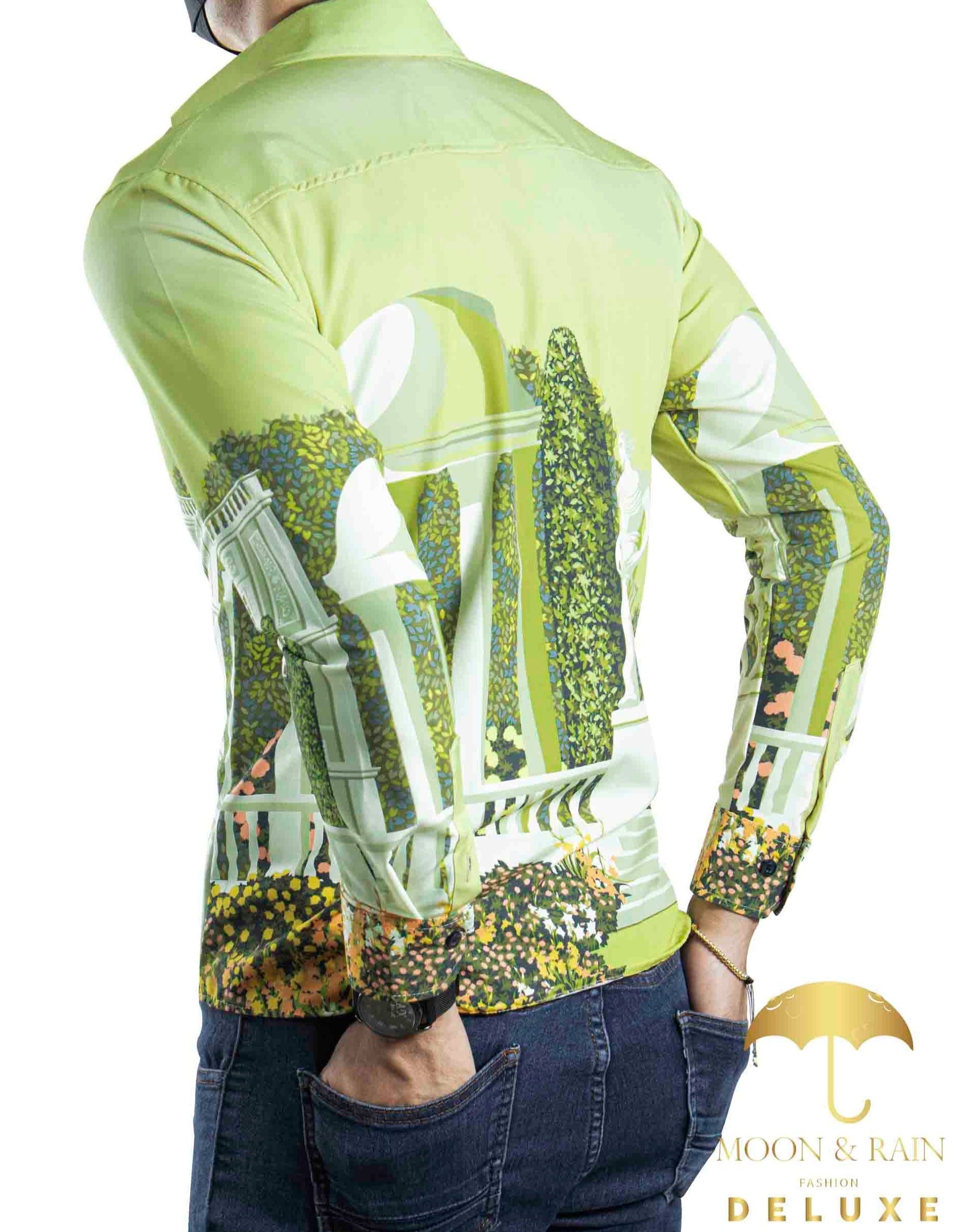 Camisa Hombre Casual Slim Fit Palacios Verde Lima - 34 (S)-Tiendas Platino