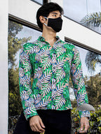 Camisa Hombre Casual Slim Fit Verde Floral - 34 (S)-Tiendas Platino