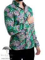 Camisa Hombre Casual Slim Fit Verde Floral - 34 (S)-Tiendas Platino
