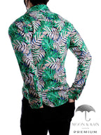 Camisa Hombre Casual Slim Fit Verde Floral - 34 (S)-Tiendas Platino