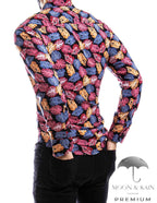 Camisa Hombre Casual Slim Fit Hojas Rosas, Naranjas M Larga - 34 (S)-Tiendas Platino