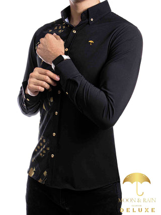 Camisa Hombre Casual Slim Fit Negra Poker Style 2