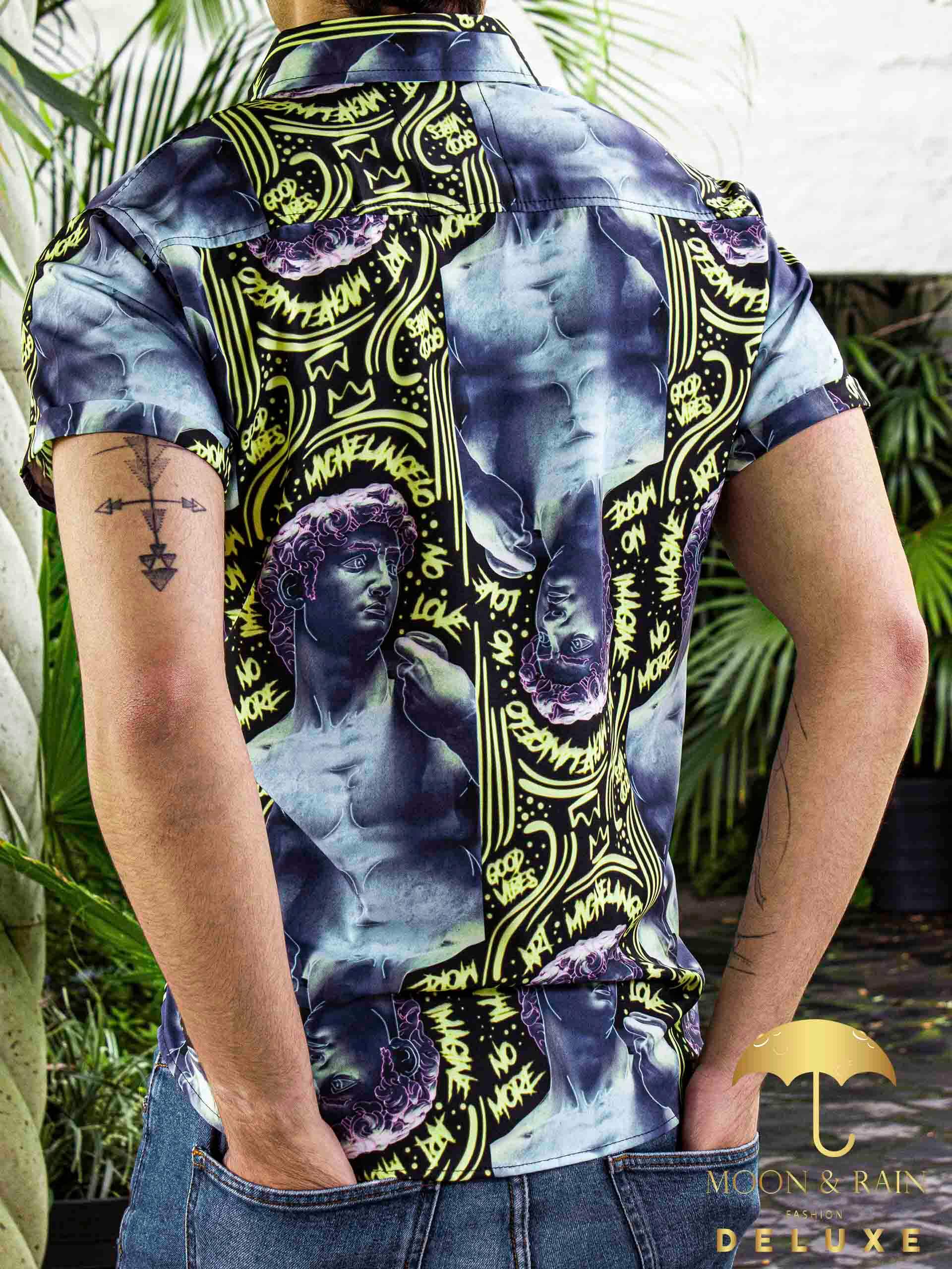 Camisa Hombre Casual Slim Fit Renacentista David Azul - 34 (S)-Tiendas Platino