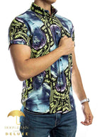 Camisa Hombre Casual Slim Fit Renacentista David Azul - 34 (S)-Tiendas Platino