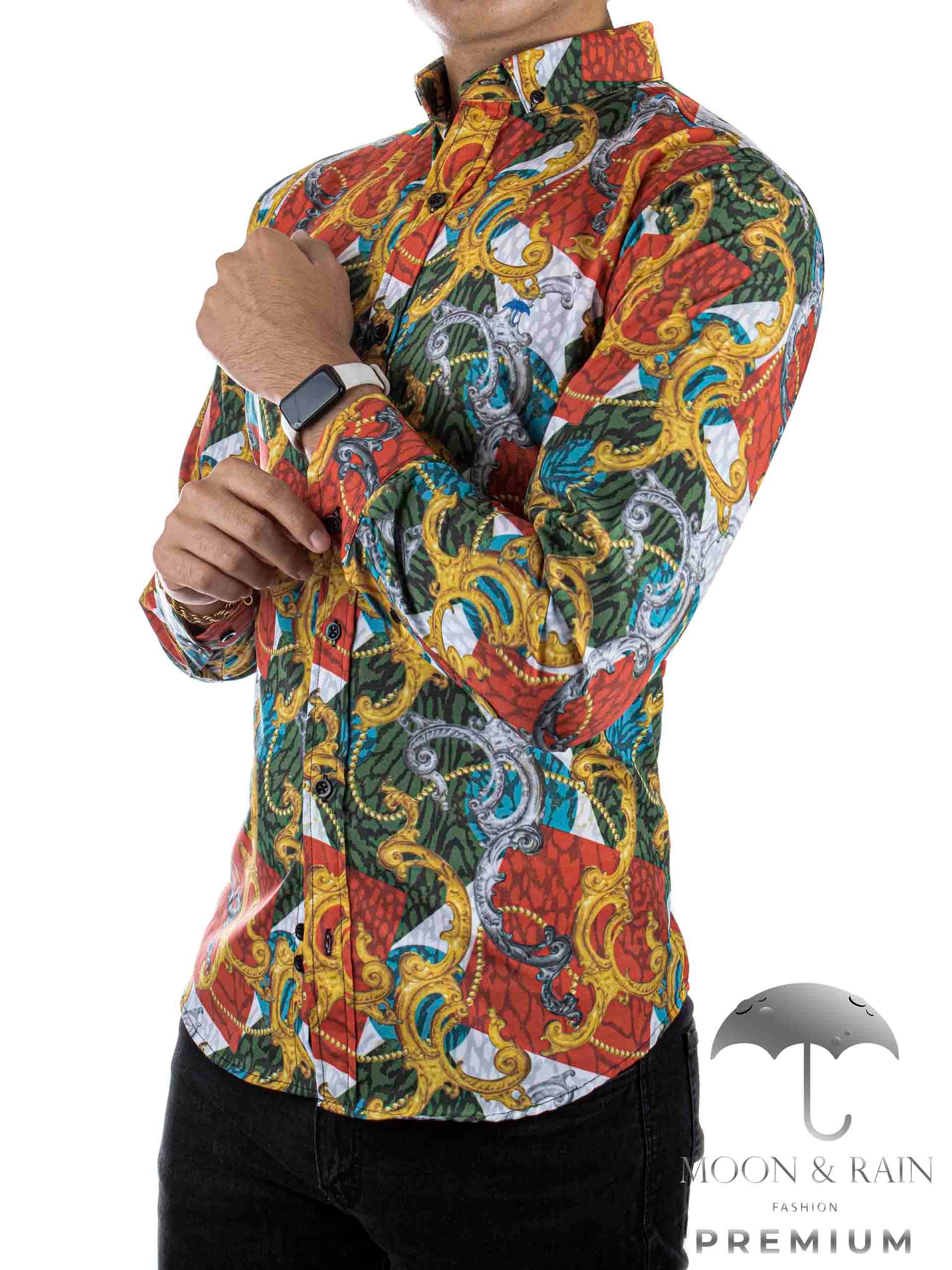 Camisa Hombre Casual Slim Fit Cuadros Tricolor - 34 (S)-Tiendas Platino