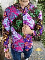 Camisa Hombre Casual Slim Fit Ornamento Multicolor - 34 (S)-Tiendas Platino