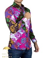 Camisa Hombre Casual Slim Fit Ornamento Multicolor - 34 (S)-Tiendas Platino