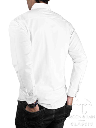 Camisa Hombre Casual Slim Fit Blanca Lisa Style 22 – Tiendas Platino Shop