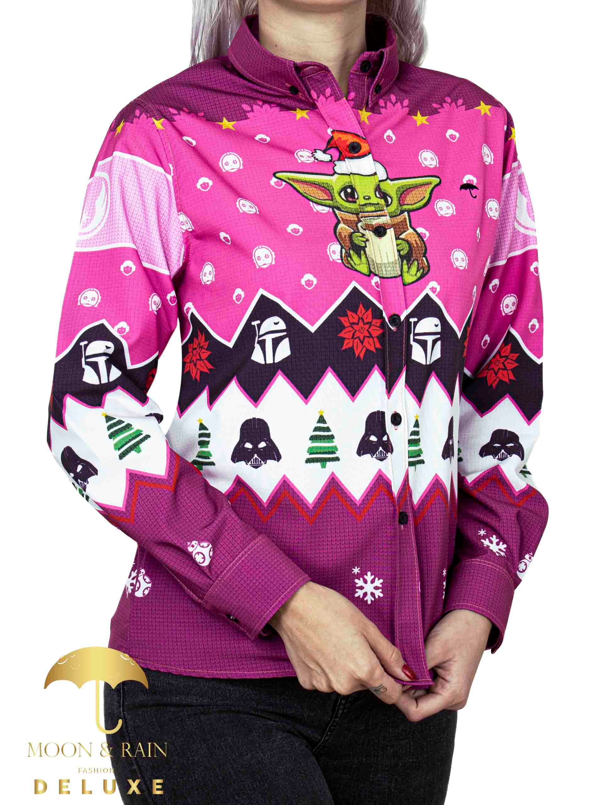 Camisa Mujer Casual Slim Fit Yoda Navideña - 6 - 7 (S)-Tiendas Platino