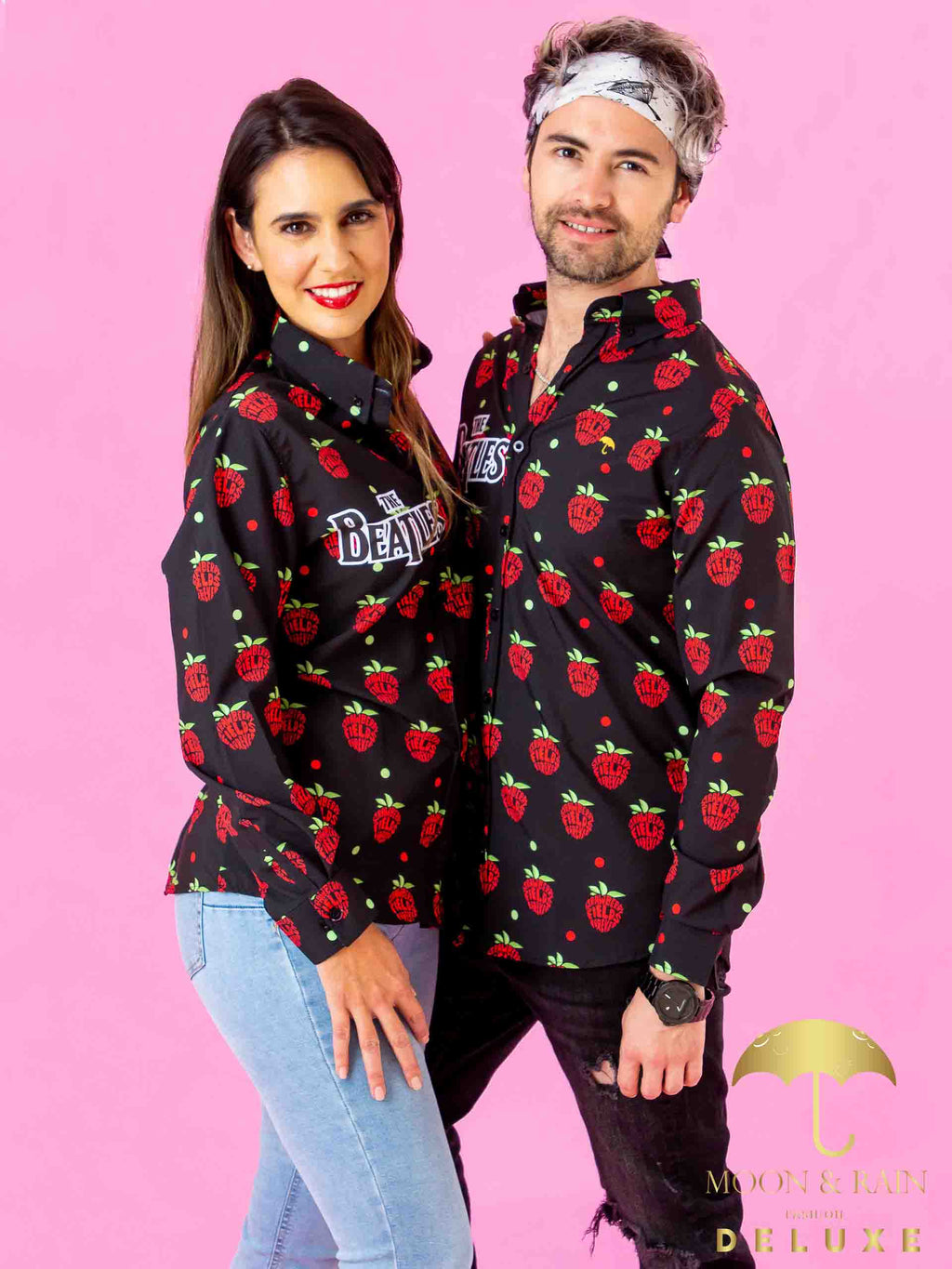 Camisa Hombre Casual Slim Fit The Beatles Strawberry - 34 (S)-Tiendas Platino