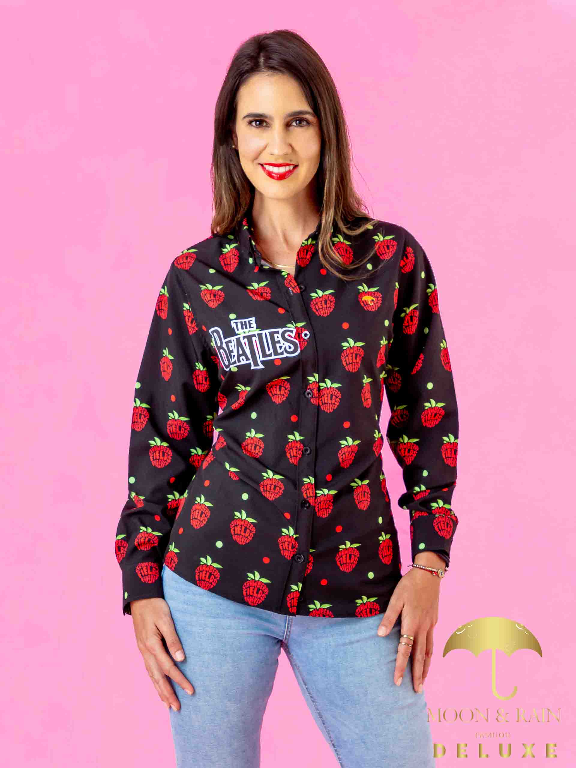 Camisa Mujer Casual Slim Fit The Beatles Strawberry - 6 - 7 (S)-Tiendas Platino