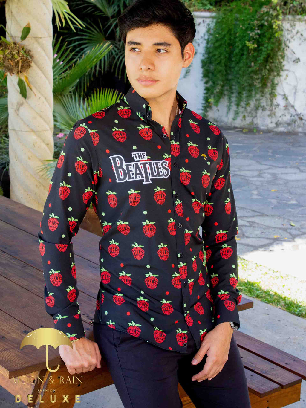 Camisa Hombre Casual Slim Fit The Beatles Strawberry - 34 (S)-Tiendas Platino