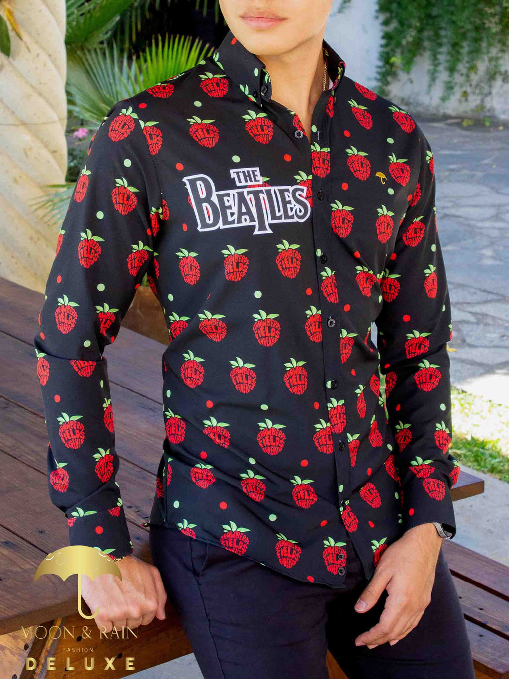 Camisa Hombre Casual Slim Fit The Beatles Strawberry - 34 (S)-Tiendas Platino
