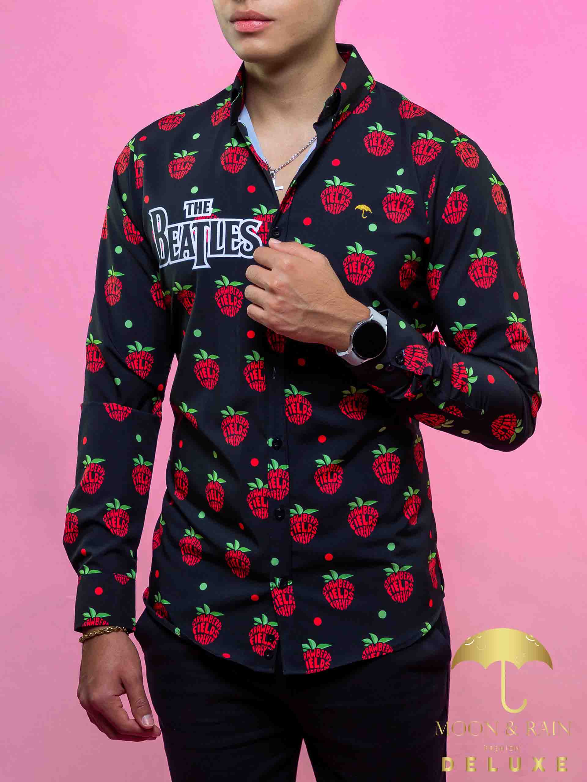 Camisa Hombre Casual Slim Fit The Beatles Strawberry - 34 (S)-Tiendas Platino