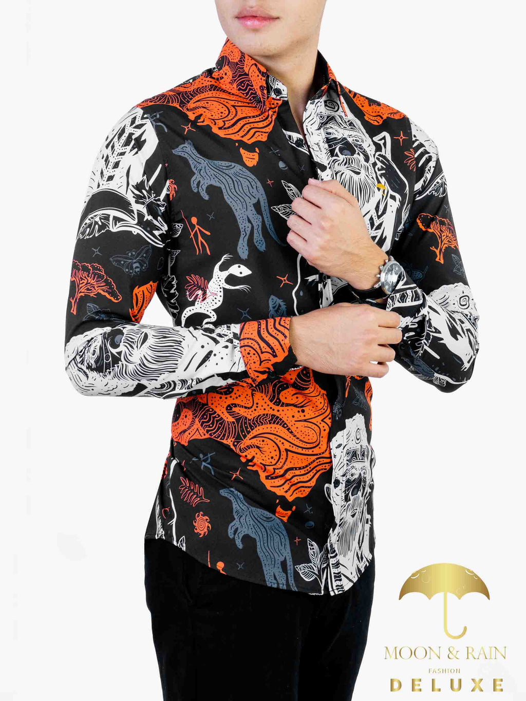 Camisa Hombre Casual Slim Fit Negra Australia Hipster - 34 (S)-Tiendas Platino