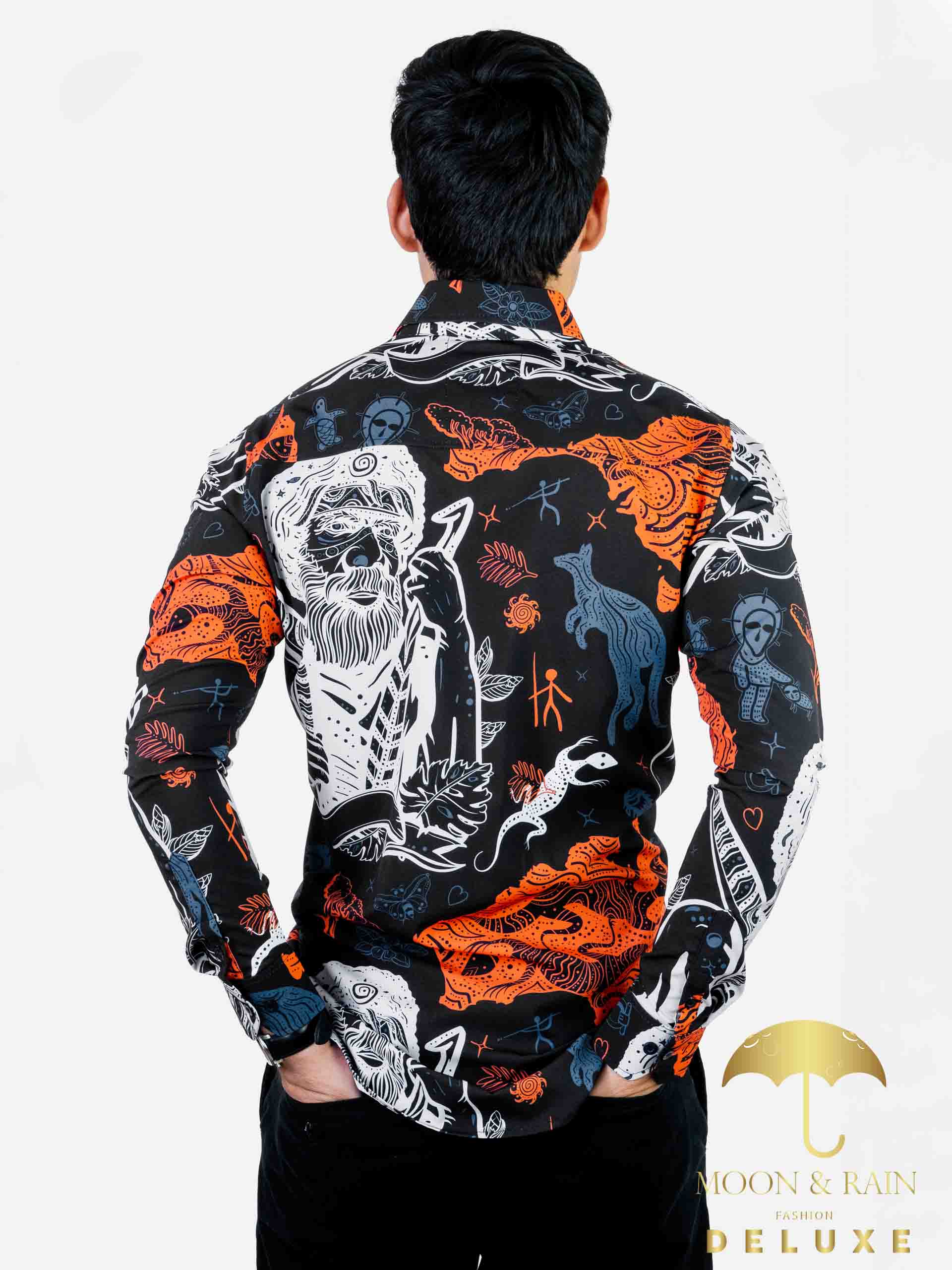 Camisa Hombre Casual Slim Fit Negra Australia Hipster - 34 (S)-Tiendas Platino