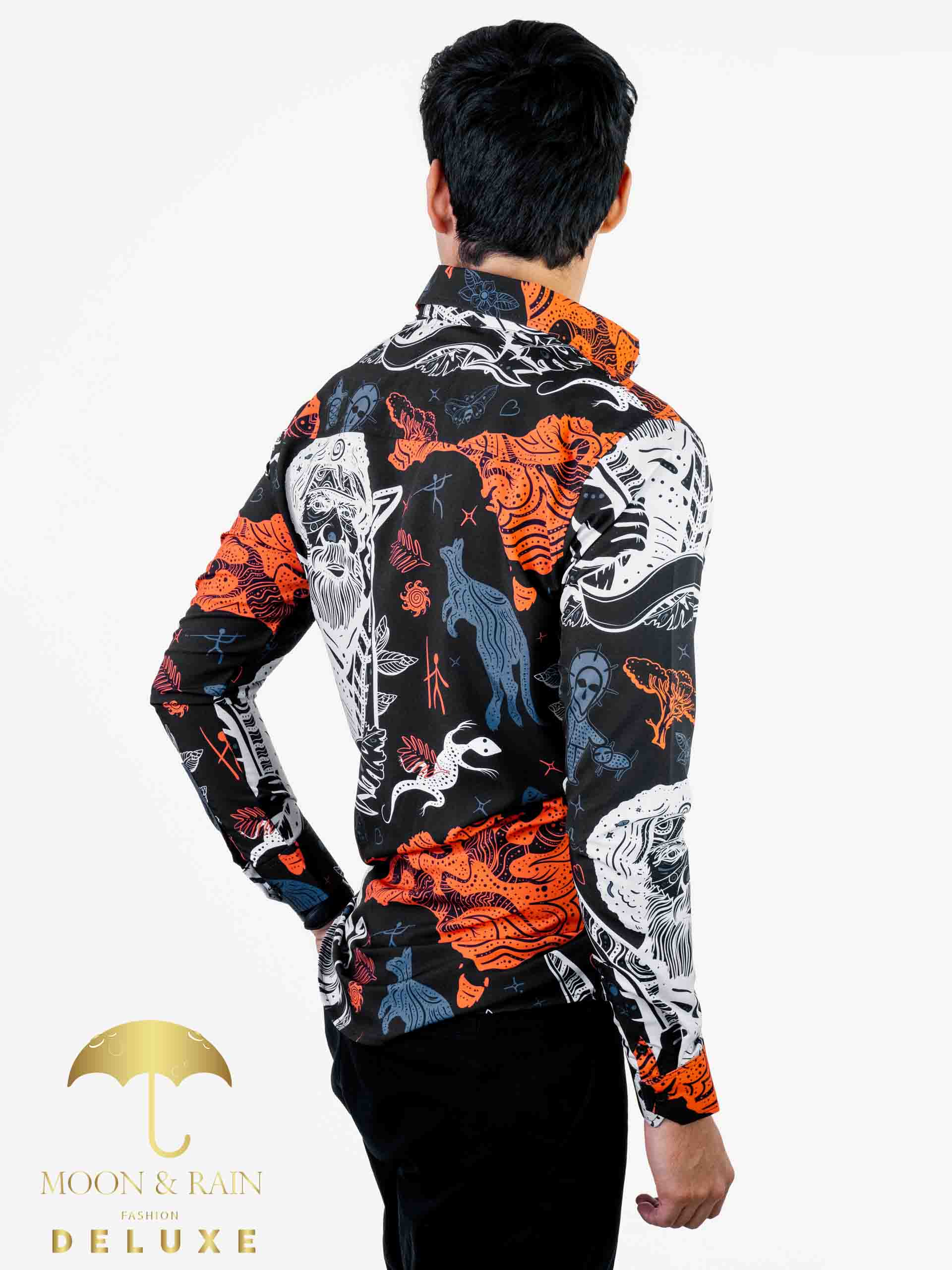 Camisa Hombre Casual Slim Fit Negra Australia Hipster - 34 (S)-Tiendas Platino