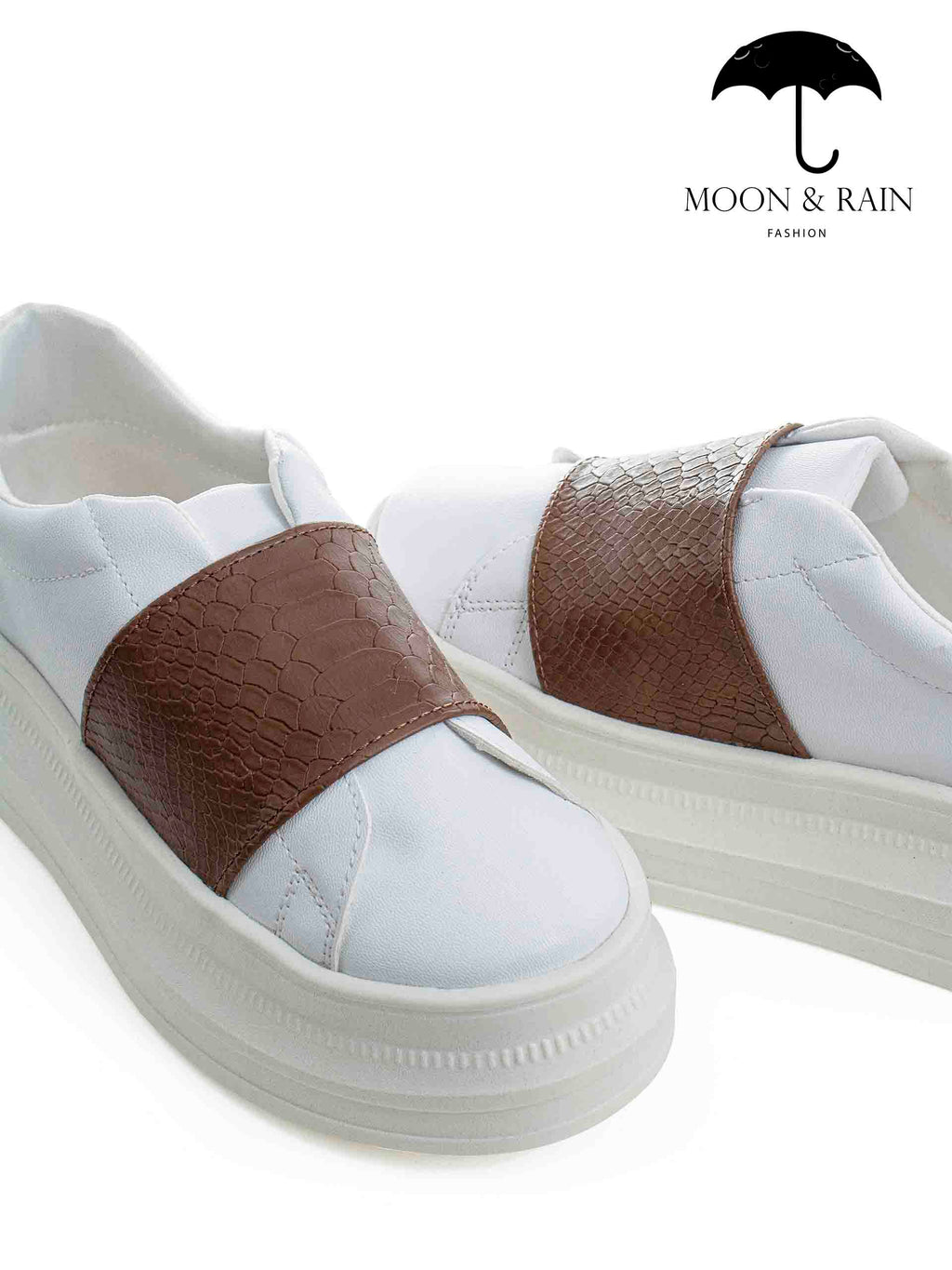 Tenis Blancos Cinta Snake Café - Tiendas Platino Tenis Mujer 22 MX