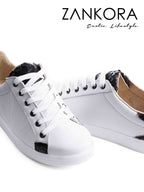 Tenis Blancos Lisos Detalles Pitón Negro - Tiendas Platino Tenis Hombre 25 MX