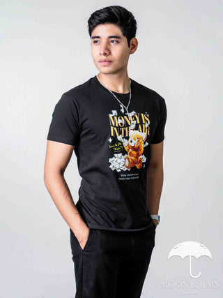 Playera Hombre Slim Fit Negro Monetis Is The Air