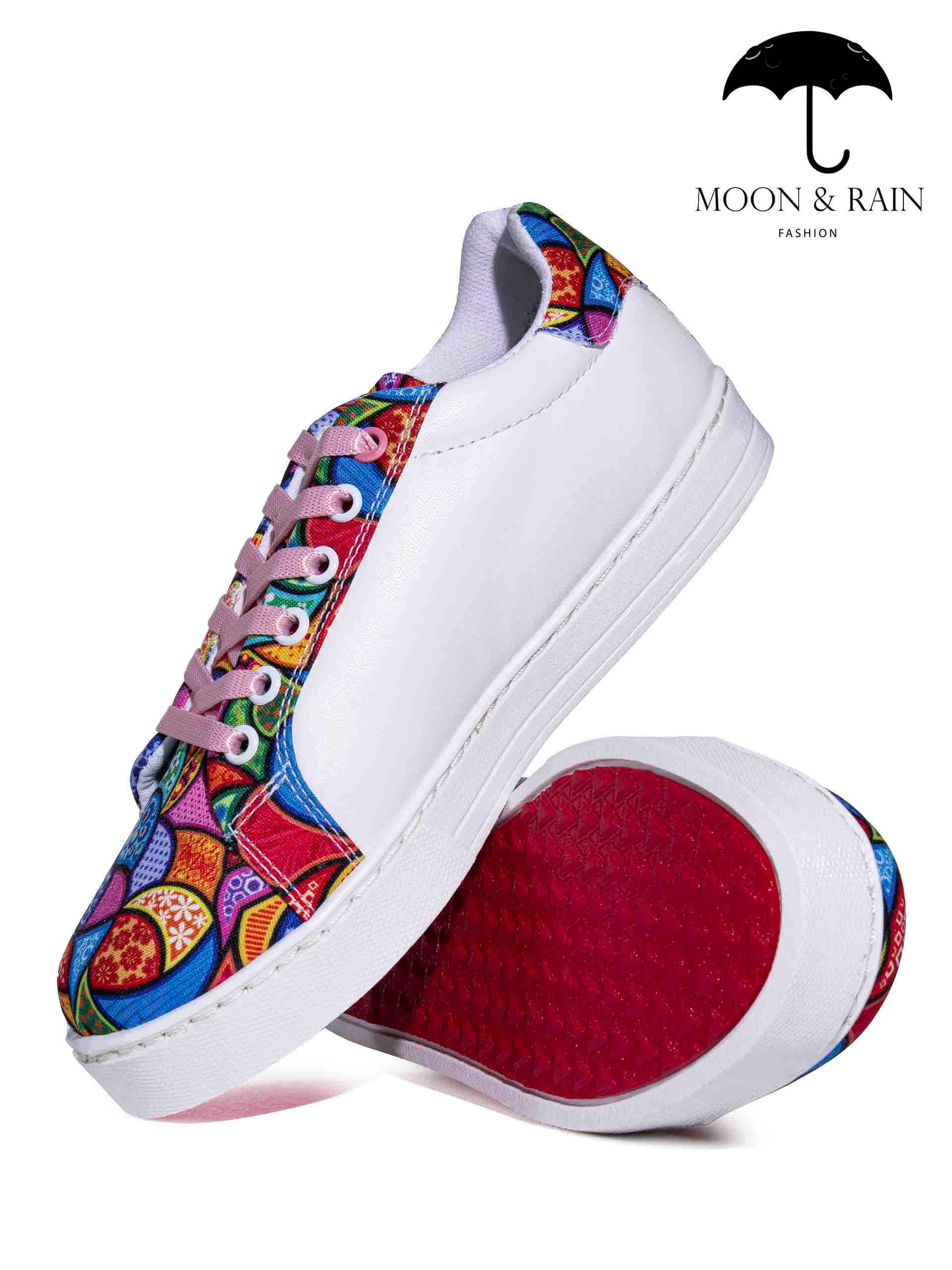 Tenis Blancos Lisos Mandala Rosa - Tiendas Platino Tenis Hombre 22 MX