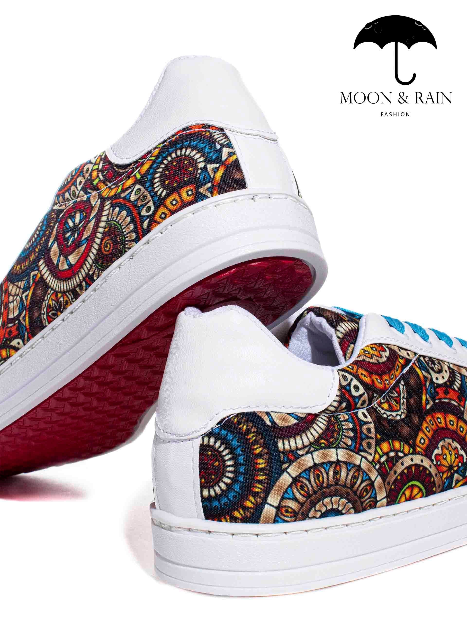 Tenis Blancos Mandala Completa Café Blanco Azul - Tiendas Platino Tenis Hombre 22 MX