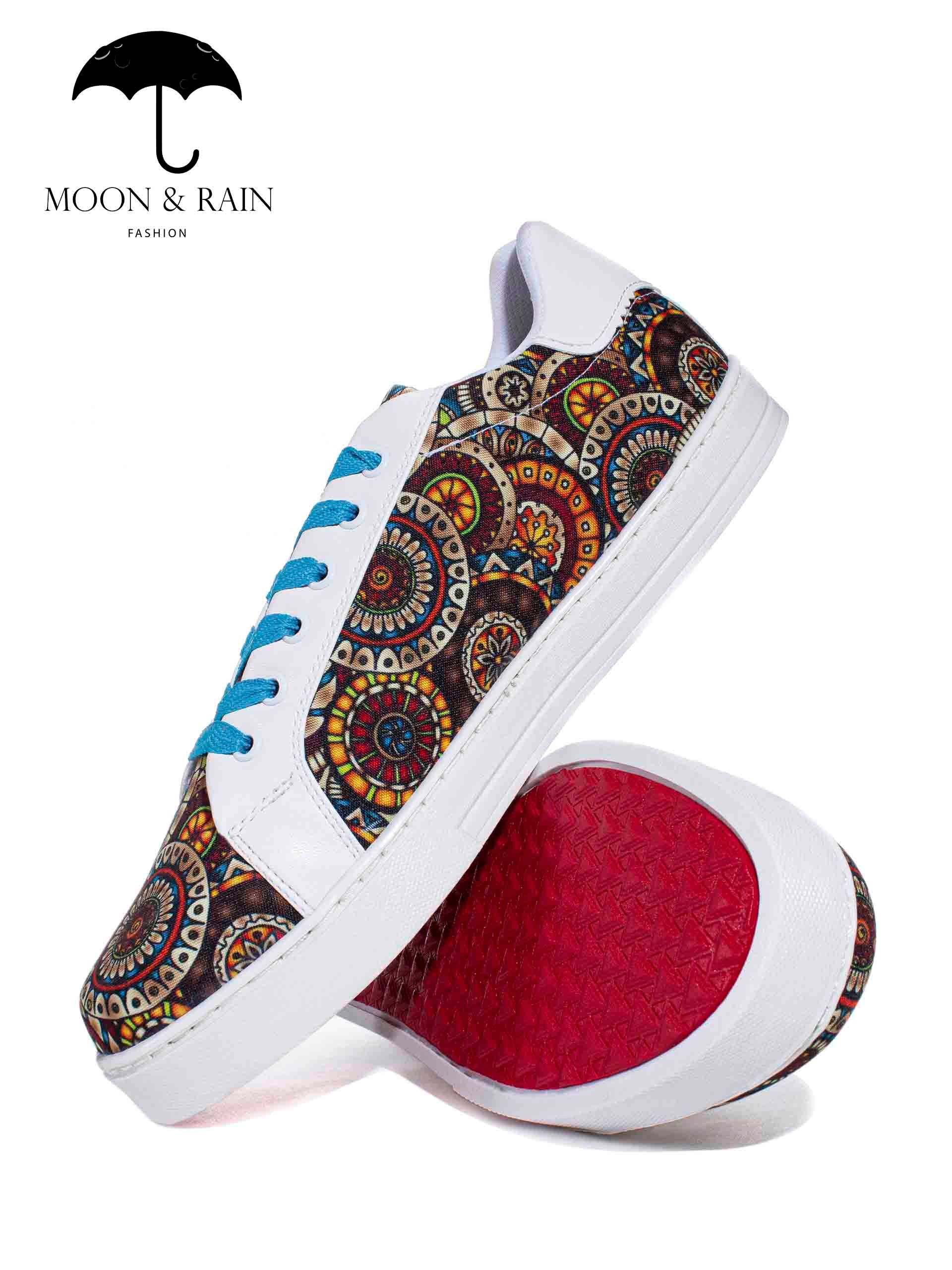 Tenis Blancos Mandala Completa Café Blanco Azul - Tiendas Platino Tenis Hombre 22 MX