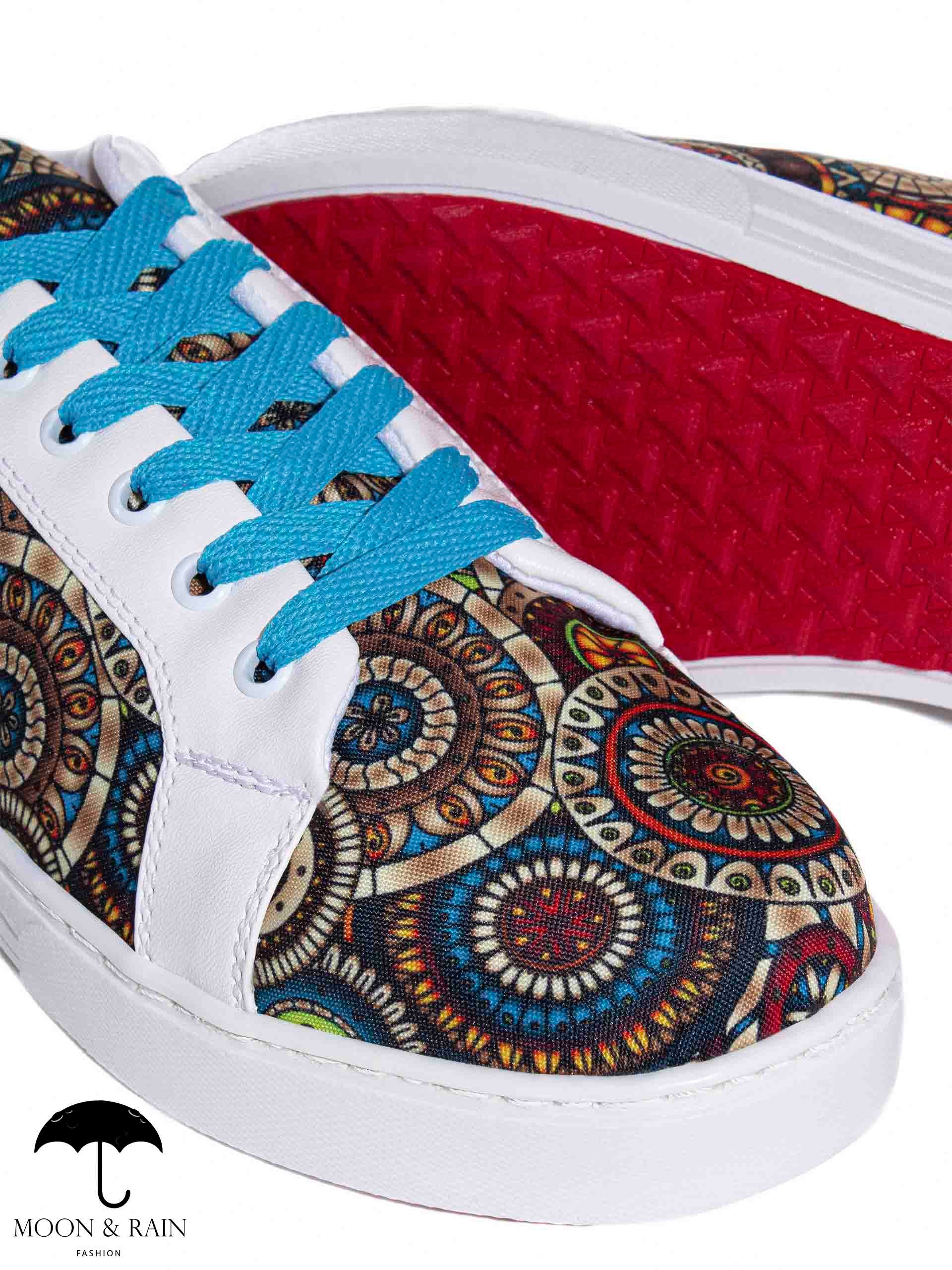 Tenis Blancos Mandala Completa Café Blanco Azul - Tiendas Platino Tenis Hombre 22 MX