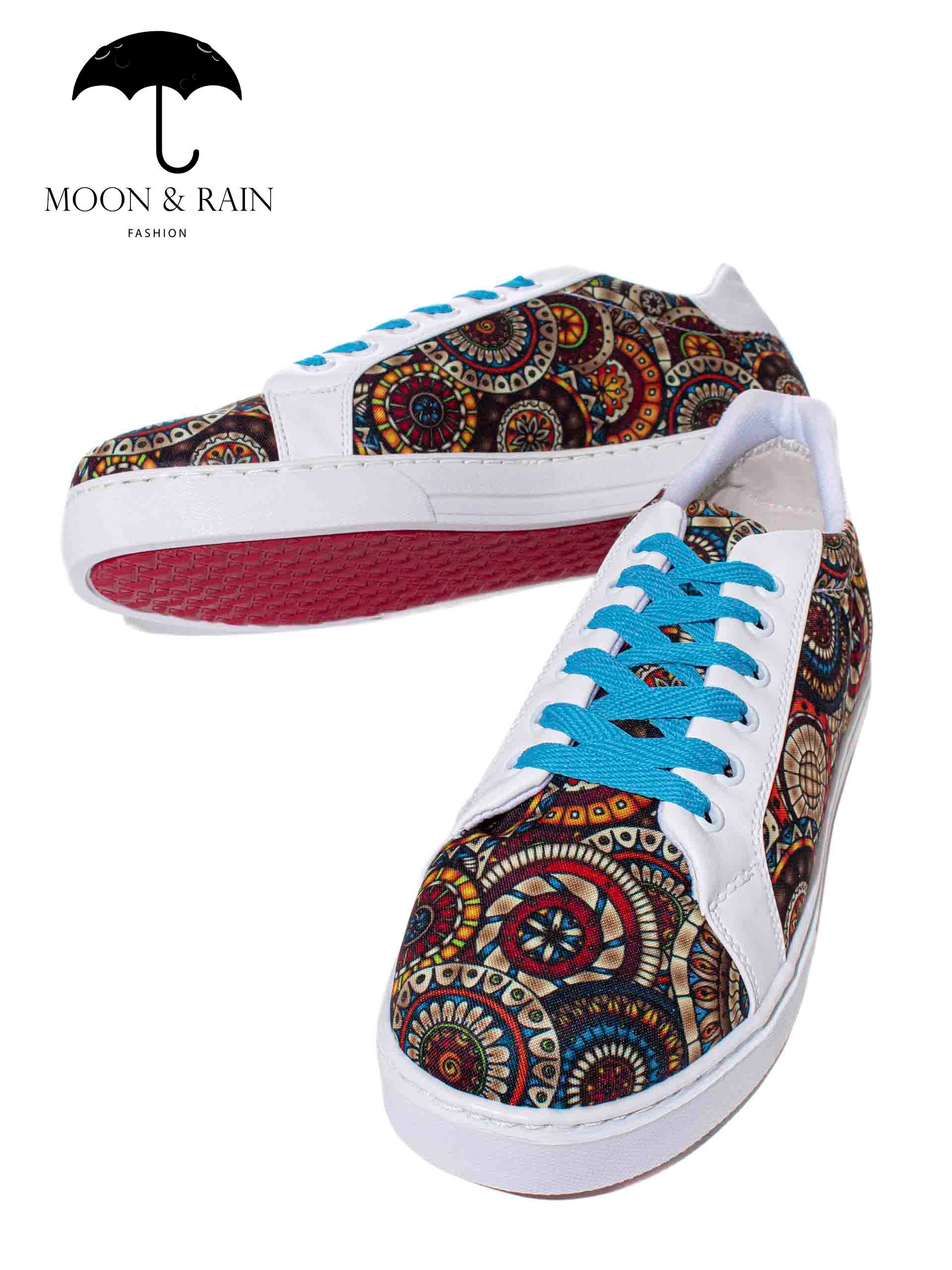 Tenis Blancos Mandala Completa Café Blanco Azul - Tiendas Platino Tenis Hombre 22 MX