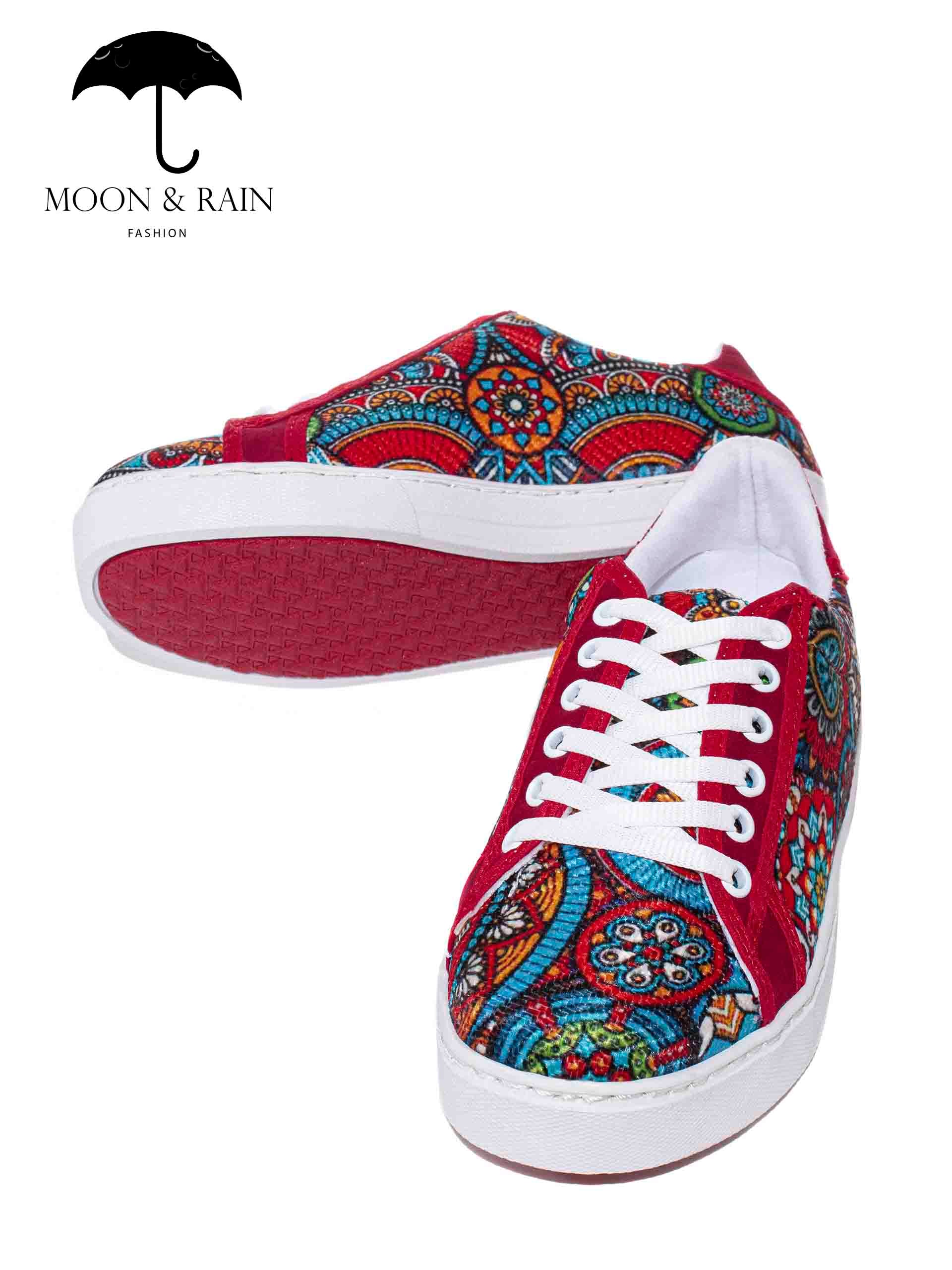 Tenis Blancos Mandala Completa Rojo Blanco - Tiendas Platino Tenis Hombre 23 MX