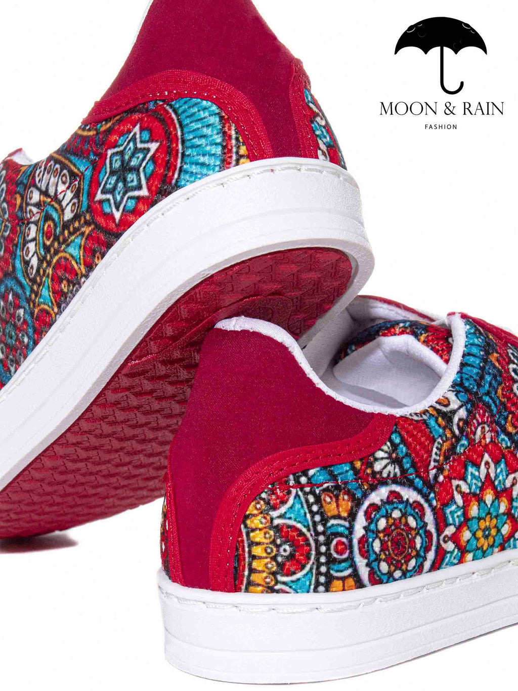 Tenis Blancos Mandala Completa Rojo Blanco - Tiendas Platino Tenis Hombre 23 MX