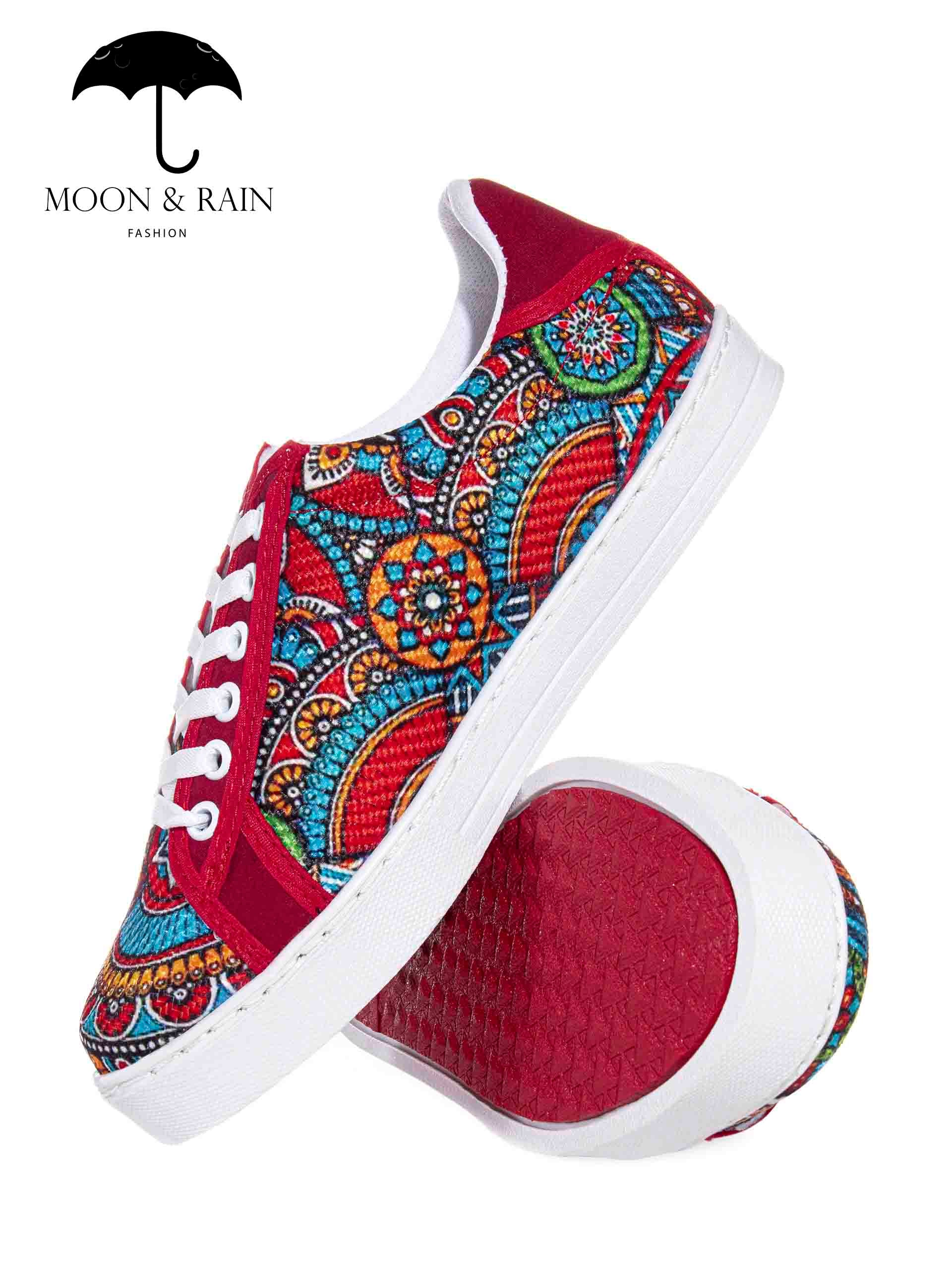 Tenis Blancos Mandala Completa Rojo Blanco - Tiendas Platino Tenis Hombre 23 MX