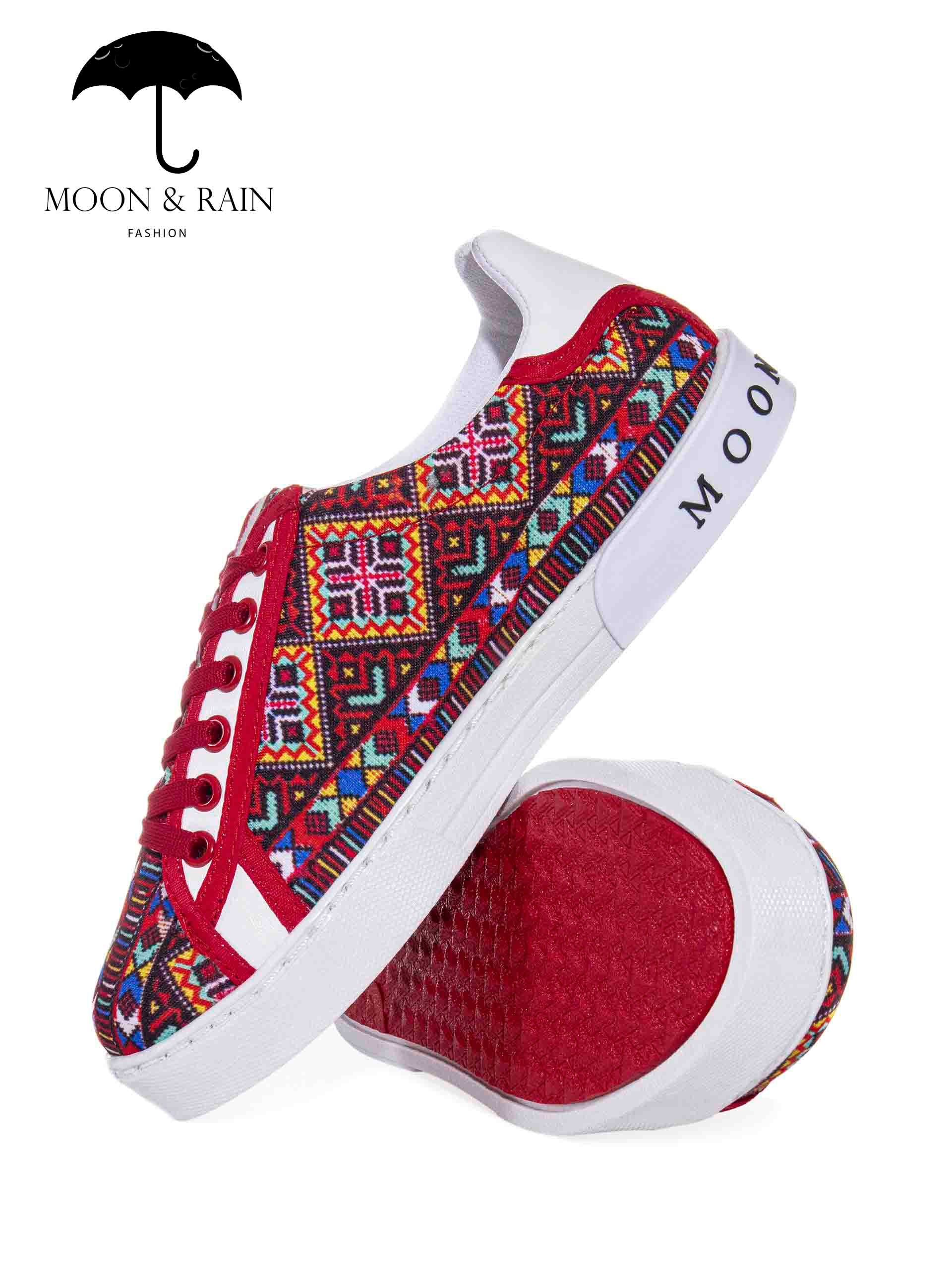 Tenis Blancos Mandala Completa Rojo - Tiendas Platino Tenis Hombre 23 MX