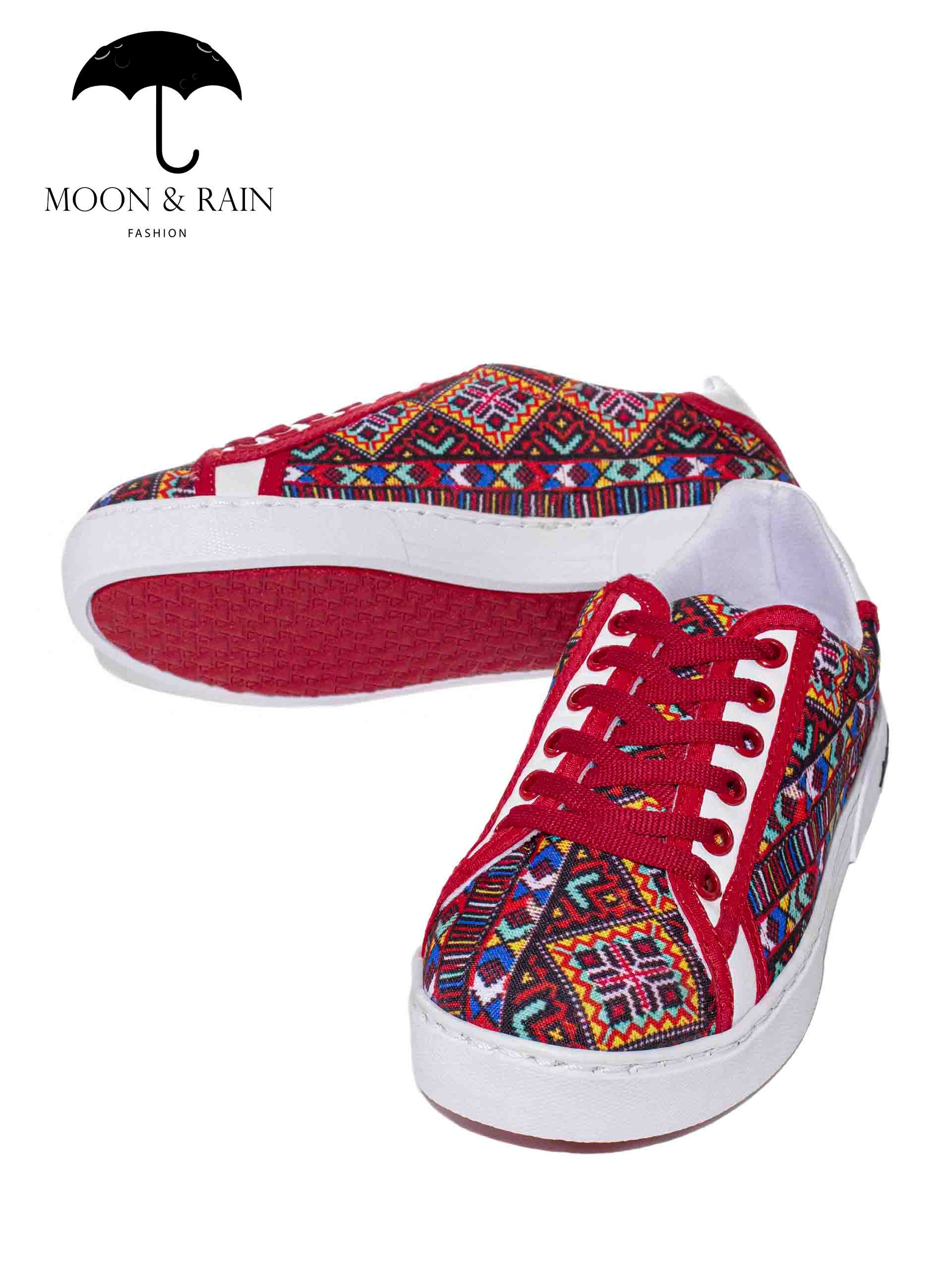 Tenis Blancos Mandala Completa Rojo - Tiendas Platino Tenis Hombre 23 MX