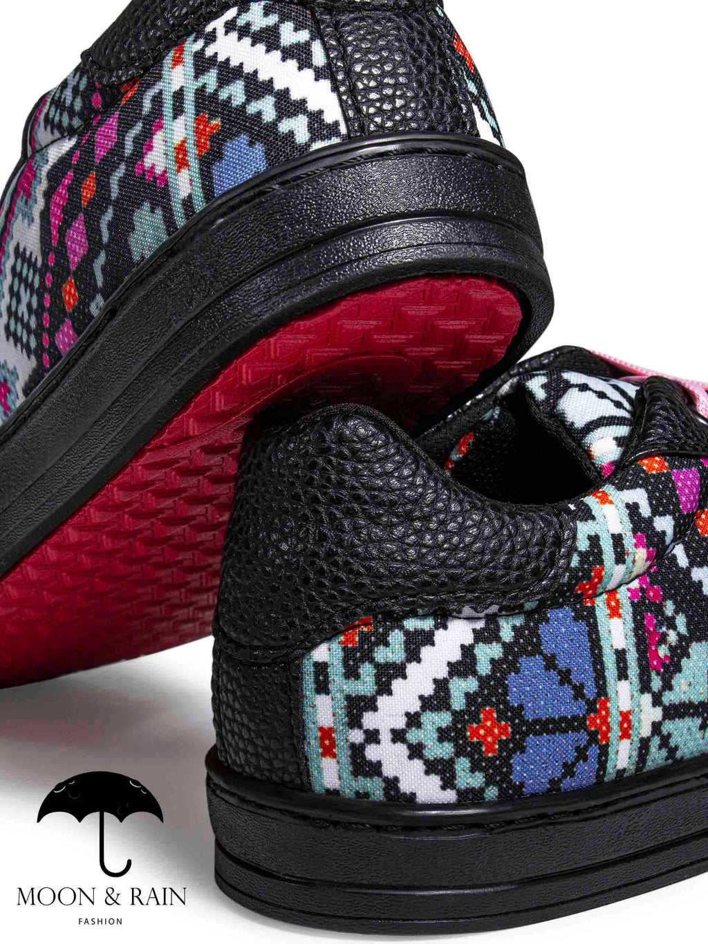 Tenis Negros Texturizados Mándala Cuadricular Rosa - Tiendas Platino Tenis Hombre 22 MX