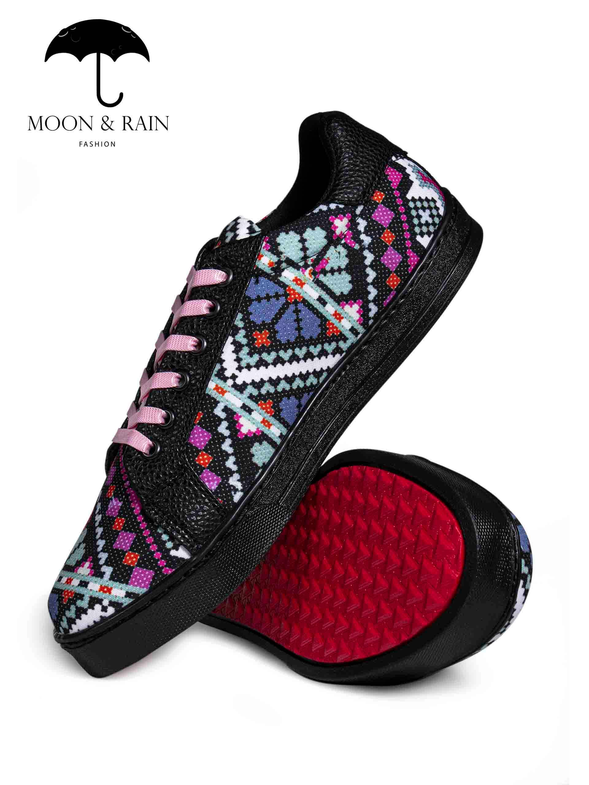 Tenis Negros Texturizados Mándala Cuadricular Rosa - Tiendas Platino Tenis Hombre 22 MX