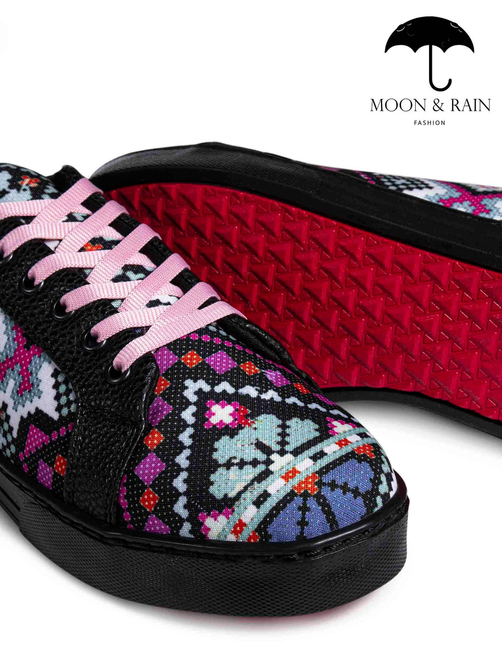 Tenis Negros Texturizados Mándala Cuadricular Rosa - Tiendas Platino Tenis Hombre 22 MX