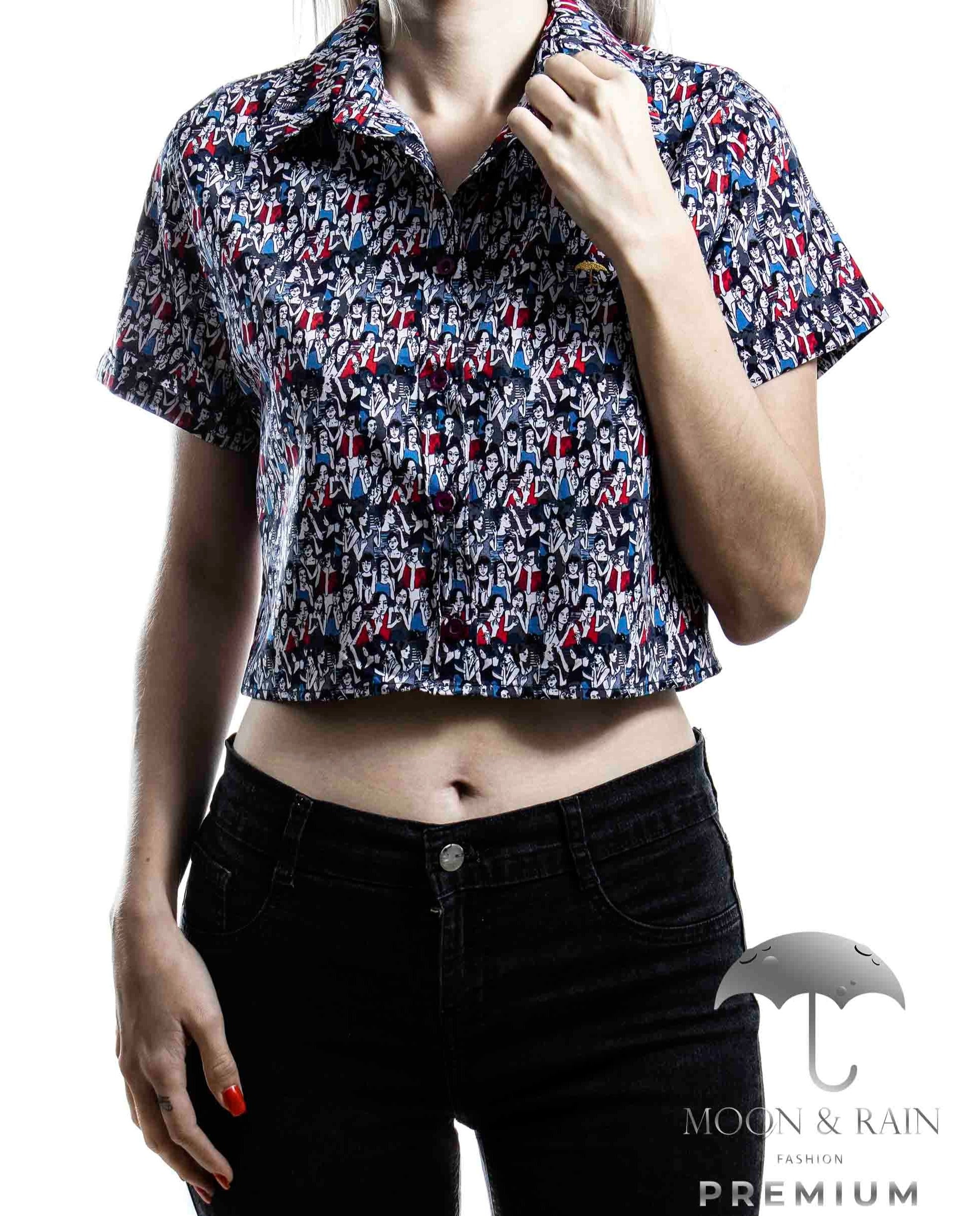 Camisa Mujer Casual Slim Fit Gris People Bicolor - 6 - 7 (S)-Tiendas Platino