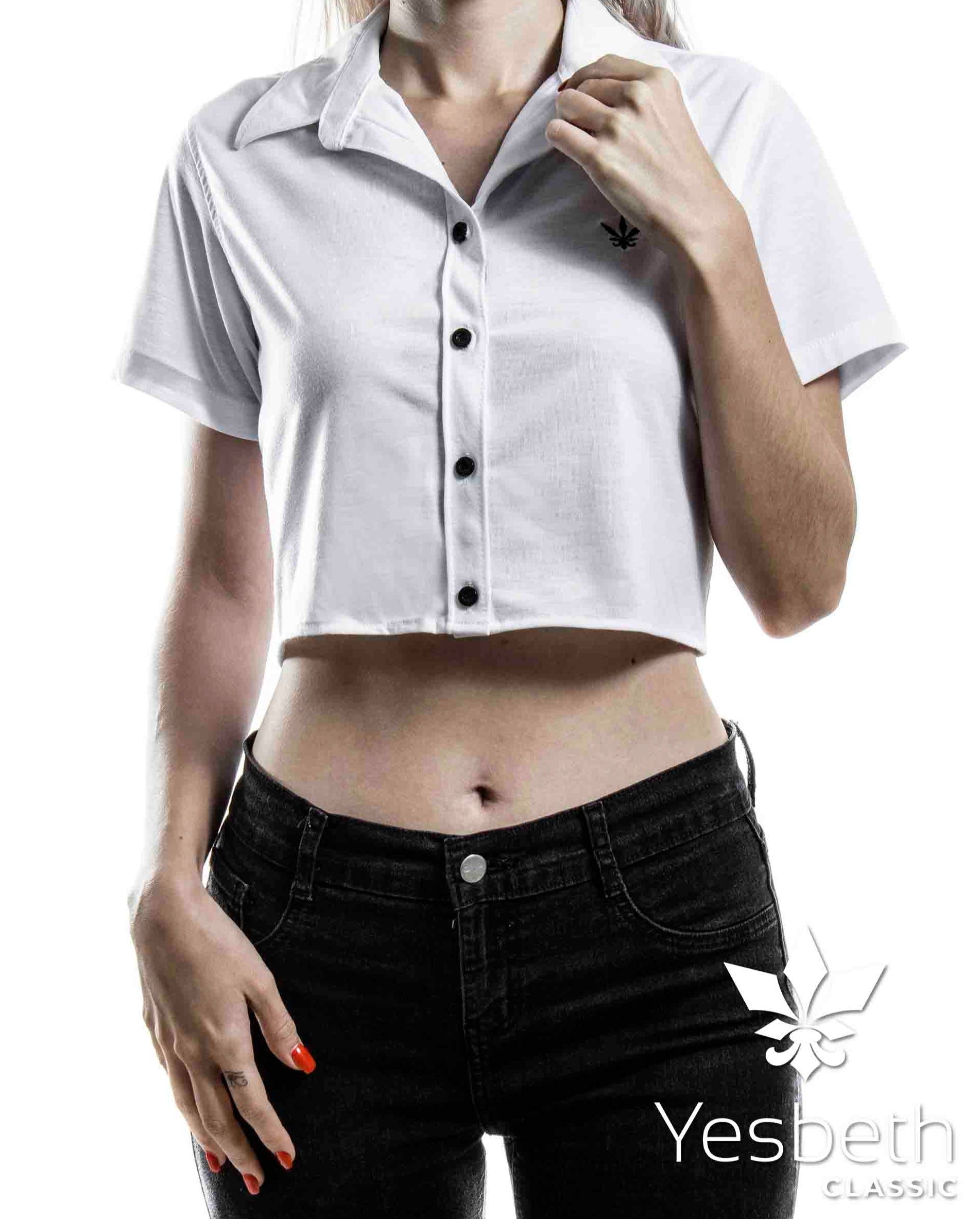 Camisa Mujer Casual Slim Fit Blanca Lisa - 6 - 7 (S)-Tiendas Platino