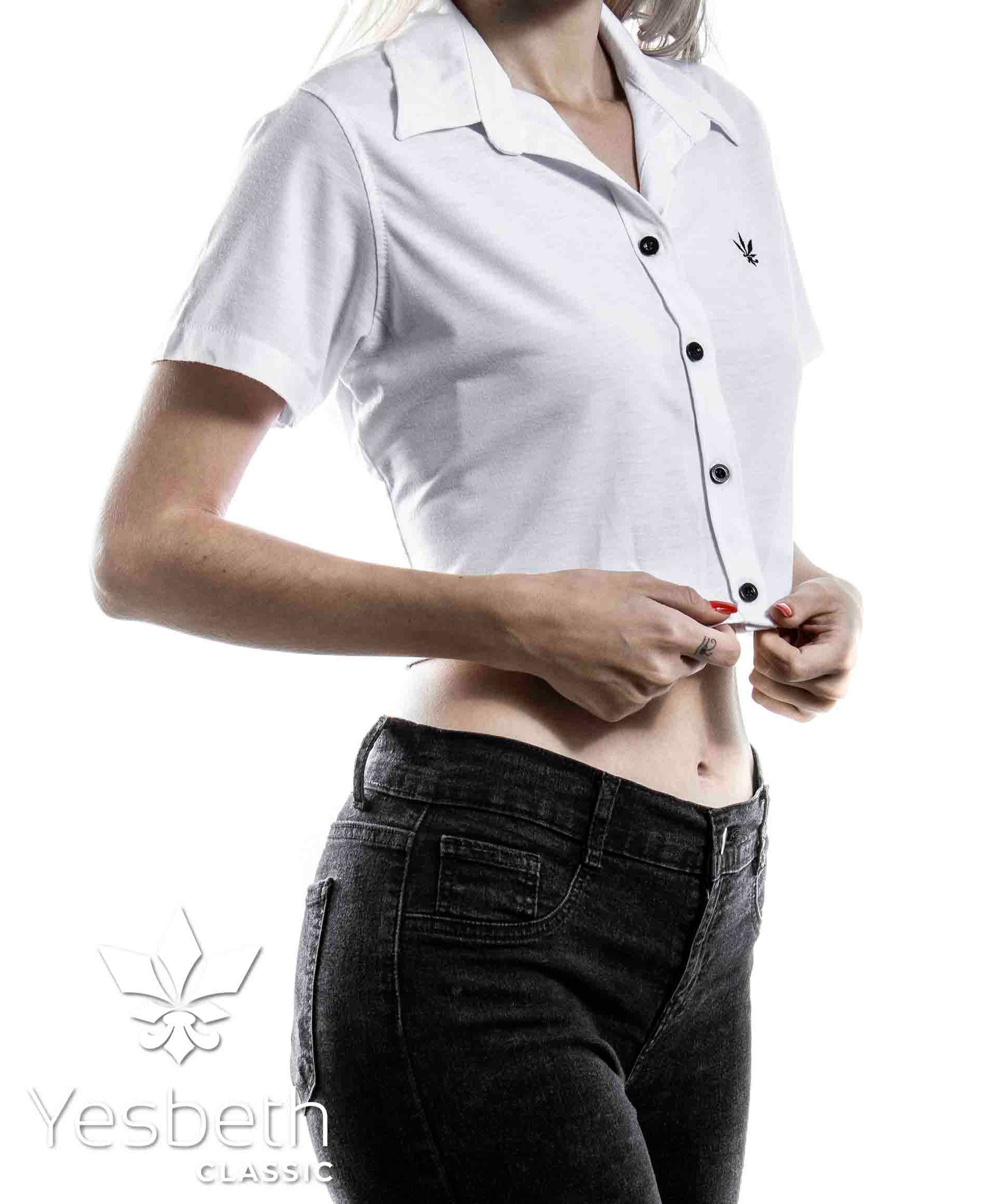 Camisa Mujer Casual Slim Fit Blanca Lisa - 6 - 7 (S)-Tiendas Platino