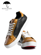 Tenis Negros Texturizado Grabado De Elefante Mostaza - Tiendas Platino Tenis Hombre 24 MX