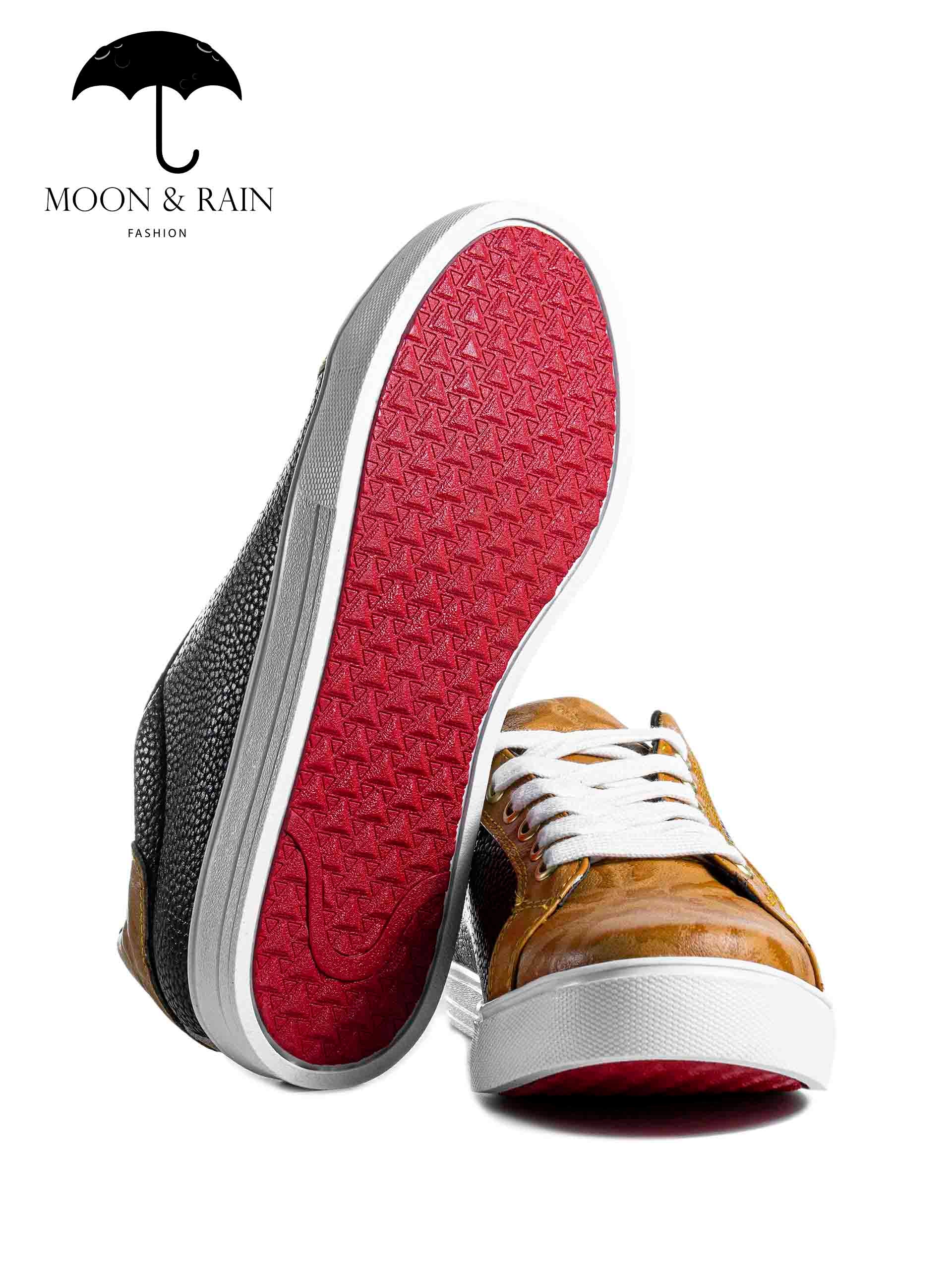 Tenis Negros Texturizado Grabado De Elefante Mostaza - Tiendas Platino Tenis Hombre 24 MX