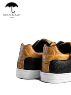 Tenis Negros Texturizado Grabado De Elefante Mostaza - Tiendas Platino Tenis Hombre 24 MX